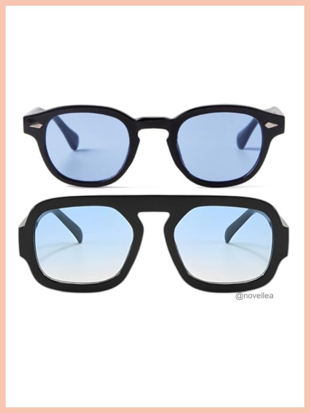 Retro Oversized Aviator & Round Sunglasses 2 Pack, Blue Lenses Daily Wear Shades